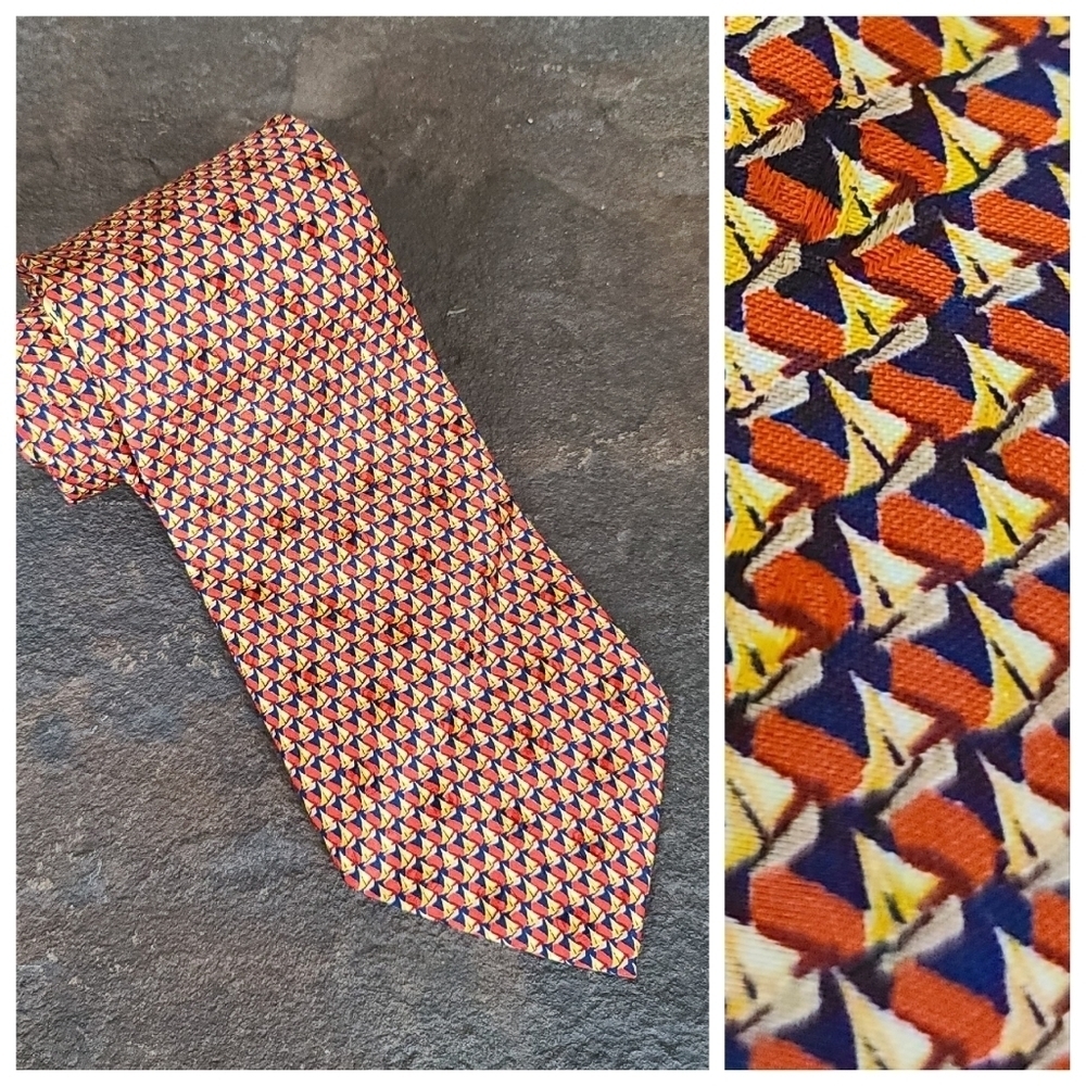 Ermenegildo Zegna Silk Sailboat Boat Tie